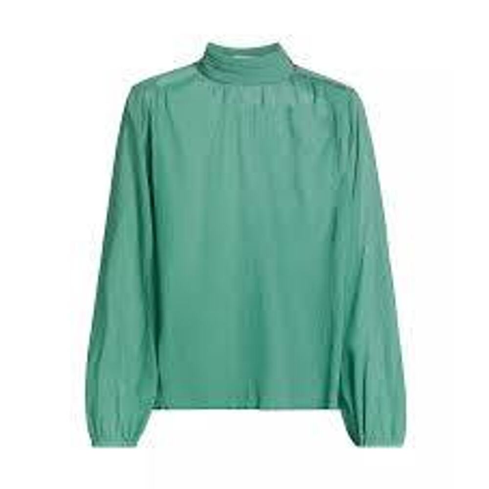 Derek Lam 10 Crosby Nadja Blouse Juniper Green Teal S Mock Neck Luxe Chic NEW - Picture 7 of 8